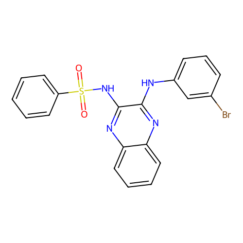 N-(3-((3-bromophenyl)amino)quinoxalin-2-yl)benzenesulfonamide structure