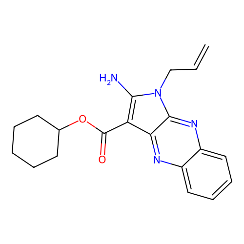 cyclohexyl 2-amino-1-(prop-2-en-1-yl)-1H-pyrrolo[2,3-b]quinoxaline-3-carboxylate structure