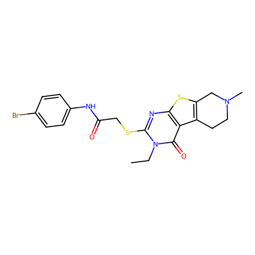 N-(4-bromophenyl)-2-[(3-ethyl-7-methyl-4-oxo-3,4,5,6,7,8-hexahydropyrido[4',3':4,5]thieno[2,3-d]pyrimidin-2-yl)sulfanyl]acetamide structure