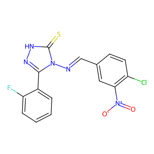 4-((4-CL-3-Nitrobenzylidene)amino)-5-(2-fluorophenyl)-4H-1,2,4-triazole-3-thiol structure