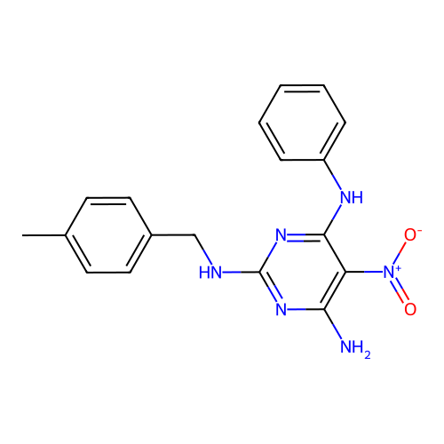 N~2~-(4-methylbenzyl)-5-nitro-N~4~-phenylpyrimidine-2,4,6-triamine structure