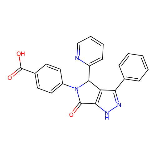 4-(6-oxo-3-phenyl-4-(pyridin-2-yl)pyrrolo[3,4-c]pyrazol-5(1H,4H,6H)-yl)benzoic acid structure