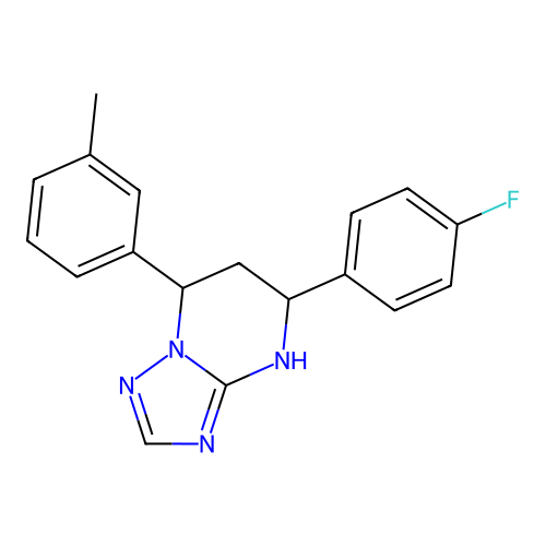 5-(4-fluorophenyl)-7-(3-methylphenyl)-4,5,6,7-tetrahydro[1,2,4]triazolo[1,5-a]pyrimidine structure