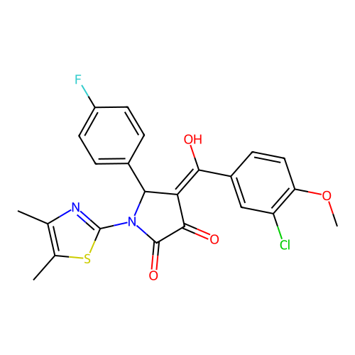 (4E)-4-[(3-chloro-4-methoxyphenyl)(hydroxy)methylidene]-1-(4,5-dimethyl-1,3-thiazol-2-yl)-5-(4-fluorophenyl)pyrrolidine-2,3-dione structure