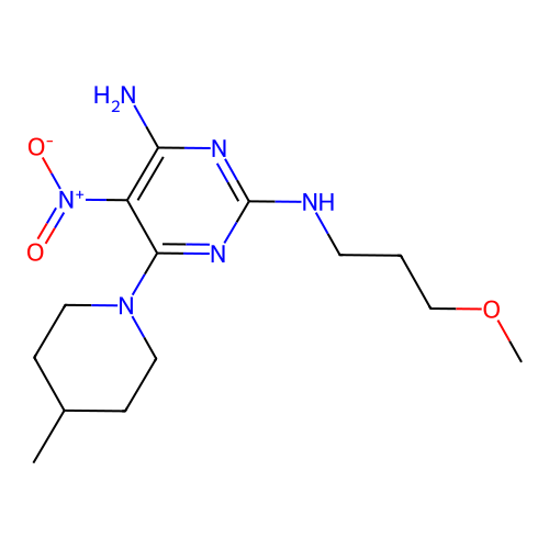 N~2~-(3-methoxypropyl)-6-(4-methylpiperidin-1-yl)-5-nitropyrimidine-2,4-diamine structure