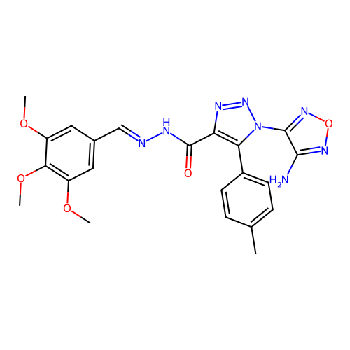 (E)-1-(4-amino-1,2,5-oxadiazol-3-yl)-5-(p-tolyl)-N'-(3,4,5-trimethoxybenzylidene)-1H-1,2,3-triazole-4-carbohydrazide structure