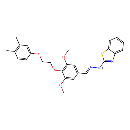 2-[(2E)-2-{4-[2-(3,4-dimethylphenoxy)ethoxy]-3,5-dimethoxybenzylidene}hydrazinyl]-1,3-benzothiazole structure