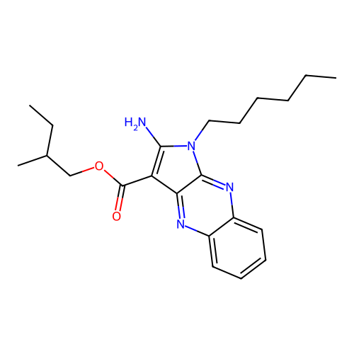 2-methylbutyl 2-amino-1-hexyl-1H-pyrrolo[2,3-b]quinoxaline-3-carboxylate structure