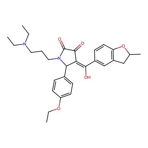 (4E)-1-[3-(diethylamino)propyl]-5-(4-ethoxyphenyl)-4-[hydroxy-(2-methyl-2,3-dihydro-1-benzofuran-5-yl)methylidene]pyrrolidine-2,3-dione structure