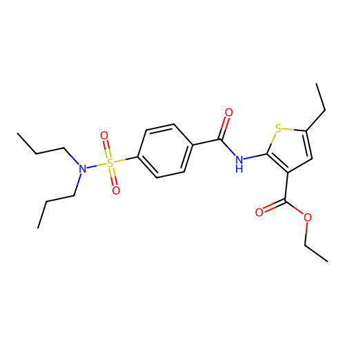 Ethyl 2-[[4-(dipropylsulfamoyl)benzoyl]amino]-5-ethylthiophene-3-carboxylate structure