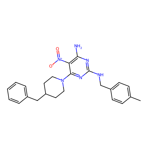 6-(4-benzylpiperidin-1-yl)-N~2~-(4-methylbenzyl)-5-nitropyrimidine-2,4-diamine structure