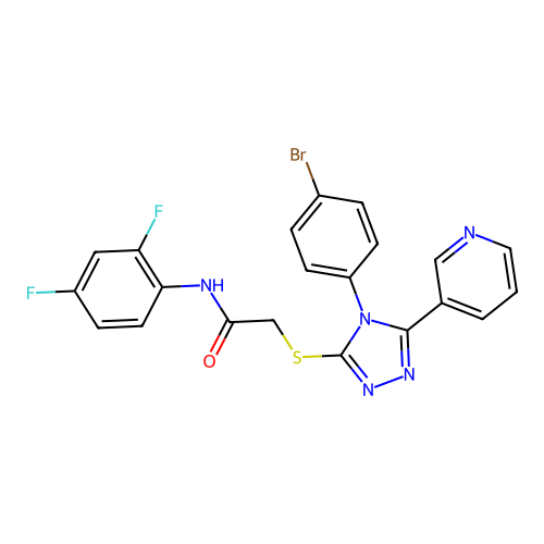 2-[[4-(4-bromophenyl)-5-pyridin-3-yl-1,2,4-triazol-3-yl]sulfanyl]-N-(2,4-difluorophenyl)acetamide structure