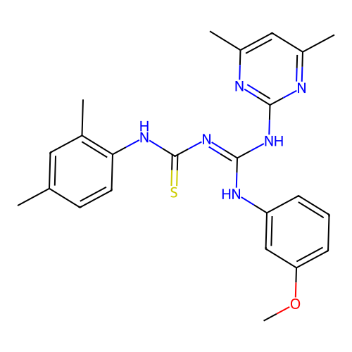 (3E)-1-(2,4-dimethylphenyl)-3-[[(4,6-dimethylpyrimidin-2-yl)amino]-(3-methoxyanilino)methylidene]thiourea structure