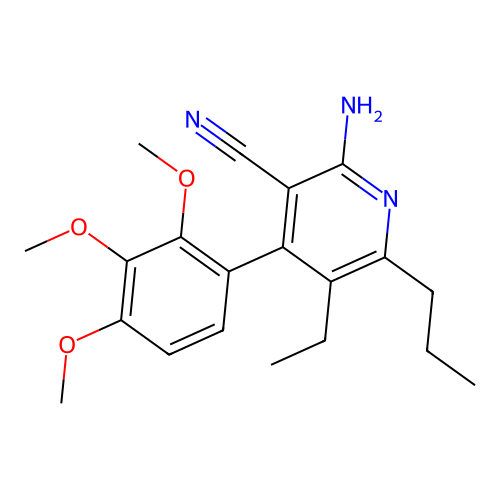 2-Amino-5-ethyl-6-propyl-4-(2,3,4-trimethoxyphenyl)pyridine-3-carbonitrile structure