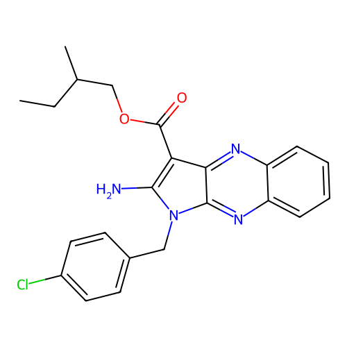 2-methylbutyl 2-amino-1-(4-chlorobenzyl)-1H-pyrrolo[2,3-b]quinoxaline-3-carboxylate structure