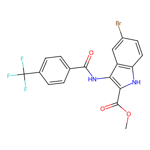 Methyl 5-bromo-3-[[4-(trifluoromethyl)benzoyl]amino]-1H-indole-2-carboxylate structure