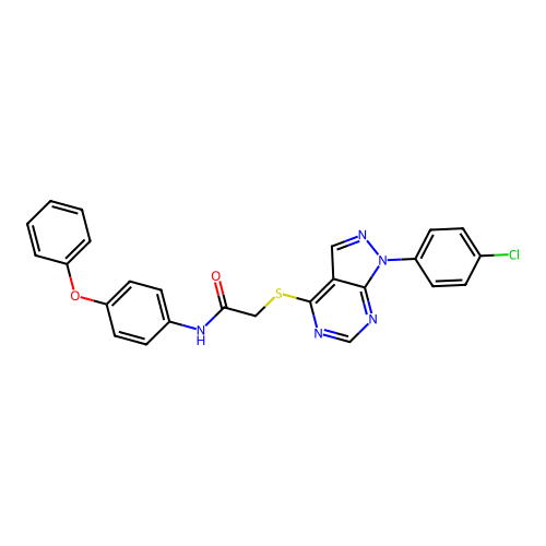 2-[1-(4-chlorophenyl)pyrazolo[3,4-d]pyrimidin-4-yl]sulfanyl-N-(4-phenoxyphenyl)acetamide structure