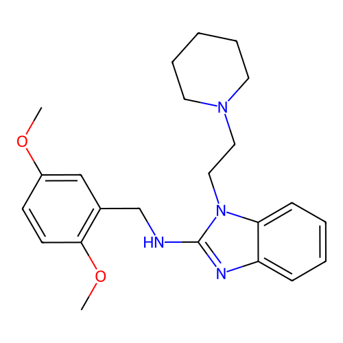 N-(2,5-dimethoxybenzyl)-1-[2-(piperidin-1-yl)ethyl]-1H-benzimidazol-2-amine structure