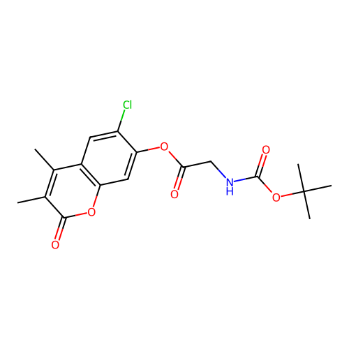 6-chloro-3,4-dimethyl-2-oxo-2H-chromen-7-yl N-(tert-butoxycarbonyl)glycinate structure