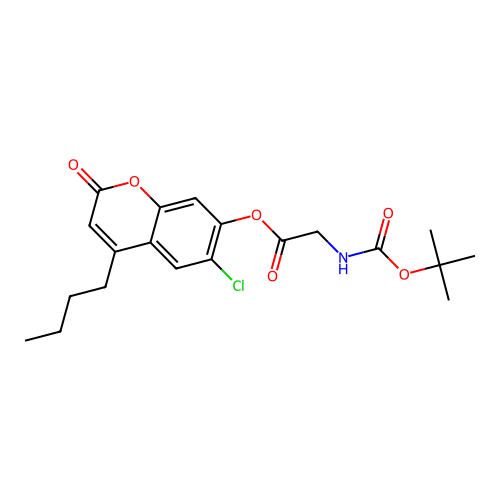 4-butyl-6-chloro-2-oxo-2H-chromen-7-yl N-(tert-butoxycarbonyl)glycinate structure