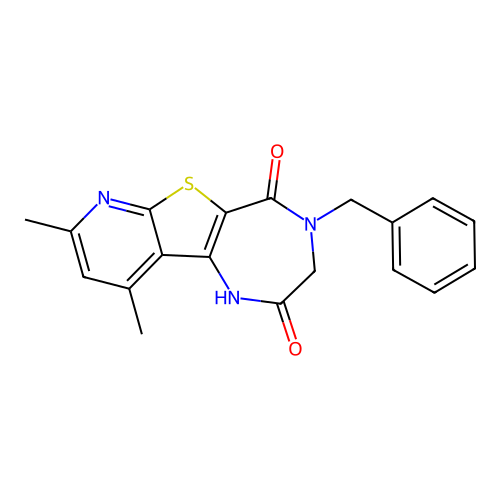 4-benzyl-8,10-dimethyl-3,4-dihydro-1H-pyrido[3',2':4,5]thieno[3,2-e][1,4]diazepine-2,5-dione structure