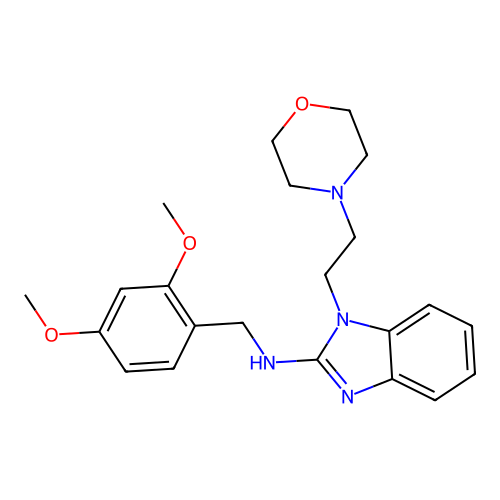 N-(2,4-dimethoxybenzyl)-1-[2-(morpholin-4-yl)ethyl]-1H-benzimidazol-2-amine structure