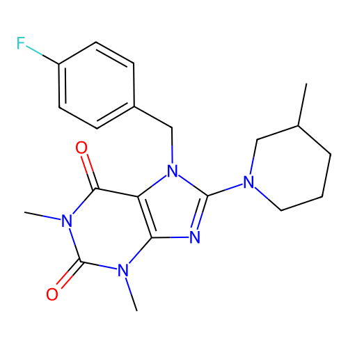 7-(4-fluorobenzyl)-1,3-dimethyl-8-(3-methylpiperidin-1-yl)-3,7-dihydro-1H-purine-2,6-dione structure