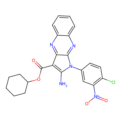 cyclohexyl 2-amino-1-(4-chloro-3-nitrophenyl)-1H-pyrrolo[2,3-b]quinoxaline-3-carboxylate structure
