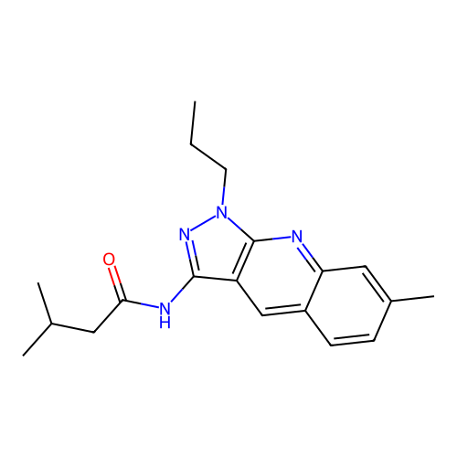 3-methyl-N-(7-methyl-1-propyl-1H-pyrazolo[3,4-b]quinolin-3-yl)butanamide structure