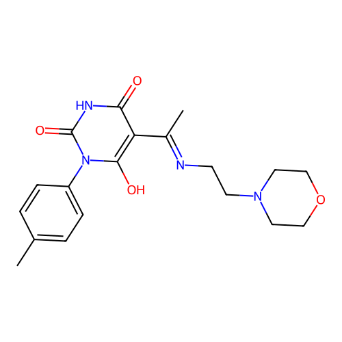 1-(4-methylphenyl)-5-[1-(2-morpholin-4-ylethylamino)ethylidene]-1,3-diazinane-2,4,6-trione structure