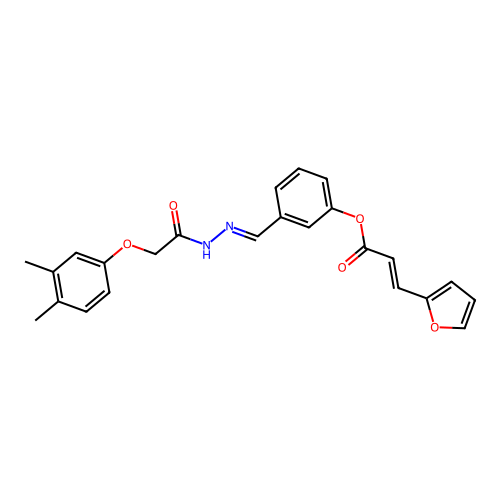(E)-3-((E)-(2-(2-(3,4-dimethylphenoxy)acetyl)hydrazono)methyl)phenyl 3-(furan-2-yl)acrylate structure
