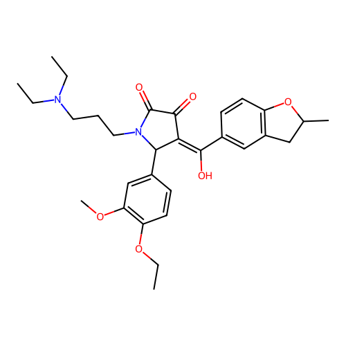 (4E)-1-[3-(diethylamino)propyl]-5-(4-ethoxy-3-methoxyphenyl)-4-[hydroxy-(2-methyl-2,3-dihydro-1-benzofuran-5-yl)methylidene]pyrrolidine-2,3-dione structure