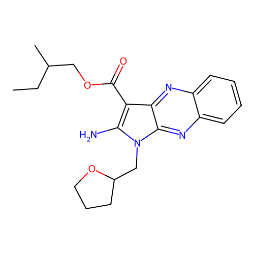 2-methylbutyl 2-amino-1-(oxolan-2-ylmethyl)pyrrolo[3,2-b]quinoxaline-3-carboxylate structure