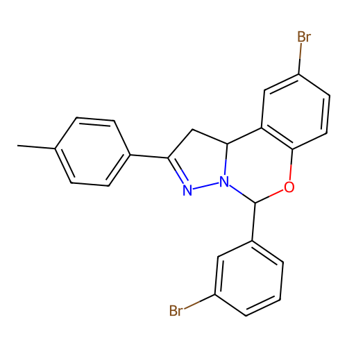 9-bromo-5-(3-bromophenyl)-2-(4-methylphenyl)-1,10b-dihydropyrazolo[1,5-c][1,3]benzoxazine structure