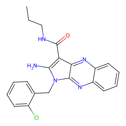 2-amino-1-(2-chlorobenzyl)-N-propyl-1H-pyrrolo[2,3-b]quinoxaline-3-carboxamide structure