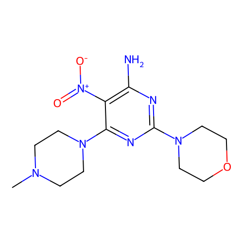 6-(4-Methylpiperazinyl)-2-morpholin-4-yl-5-nitropyrimidine-4-ylamine structure