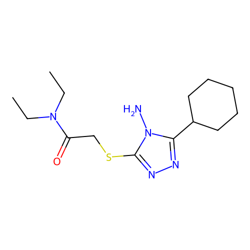 2-((4-amino-5-cyclohexyl-4H-1,2,4-triazol-3-yl)thio)-N,N-diethylacetamide structure
