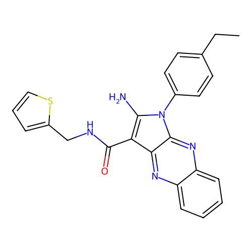 2-amino-1-(4-ethylphenyl)-N-(thiophen-2-ylmethyl)-1H-pyrrolo[2,3-b]quinoxaline-3-carboxamide structure