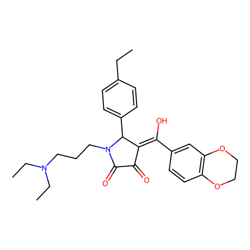 (4E)-1-[3-(diethylamino)propyl]-4-[2,3-dihydro-1,4-benzodioxin-6-yl(hydroxy)methylidene]-5-(4-ethylphenyl)pyrrolidine-2,3-dione structure