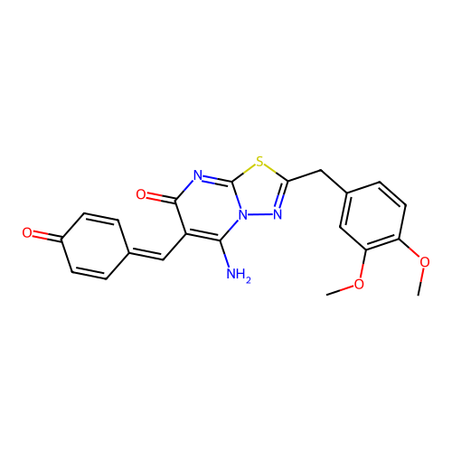 (Z)-2-(3,4-dimethoxybenzyl)-6-(4-hydroxybenzylidene)-5-imino-5H-[1,3,4]thiadiazolo[3,2-a]pyrimidin-7(6H)-one structure