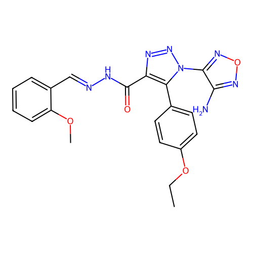 (E)-1-(4-amino-1,2,5-oxadiazol-3-yl)-5-(4-ethoxyphenyl)-N'-(2-methoxybenzylidene)-1H-1,2,3-triazole-4-carbohydrazide structure