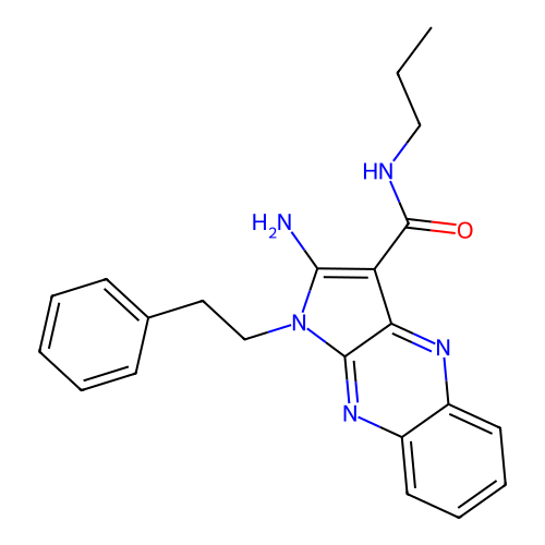 2-amino-1-(2-phenylethyl)-N-propyl-1H-pyrrolo[2,3-b]quinoxaline-3-carboxamide structure