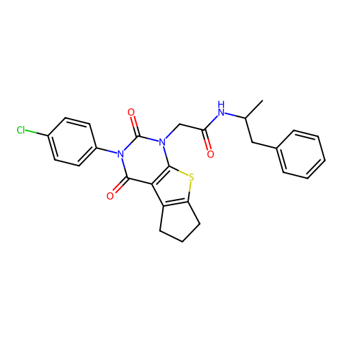 2-(3-(4-chlorophenyl)-2,4-dioxo-2,3,4,5,6,7-hexahydro-1H-cyclopenta[4,5]thieno[2,3-d]pyrimidin-1-yl)-N-(1-phenylpropan-2-yl)acetamide structure