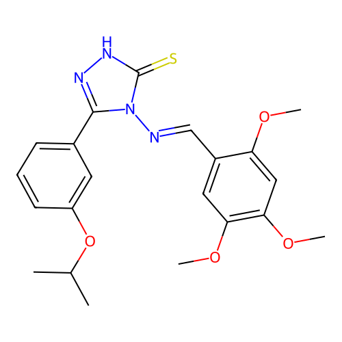 (E)-5-(3-isopropoxyphenyl)-4-((2,4,5-trimethoxybenzylidene)amino)-4H-1,2,4-triazole-3-thiol structure