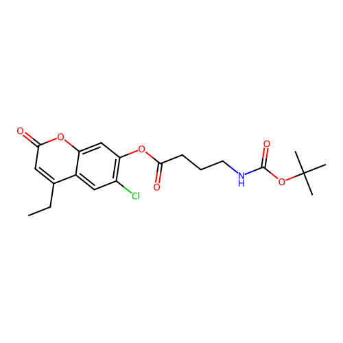 6-chloro-4-ethyl-2-oxo-2H-chromen-7-yl 4-((tert-butoxycarbonyl)amino)butanoate structure
