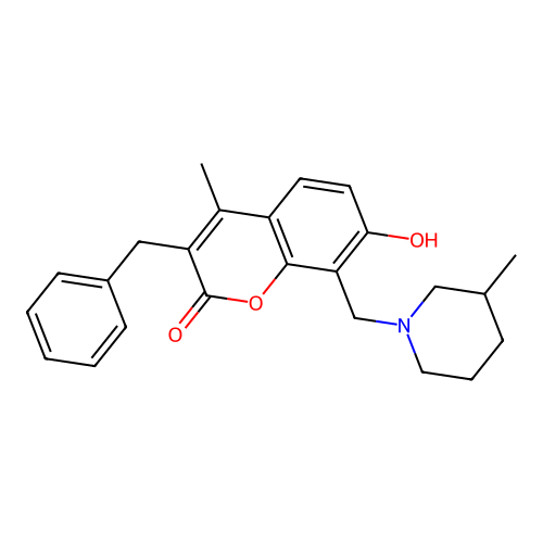 3-benzyl-7-hydroxy-4-methyl-8-[(3-methylpiperidin-1-yl)methyl]-2H-chromen-2-one structure