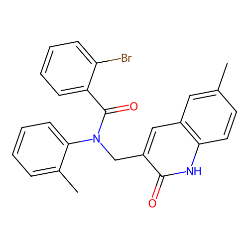 2-bromo-N-[(6-methyl-2-oxo-1H-quinolin-3-yl)methyl]-N-(2-methylphenyl)benzamide structure