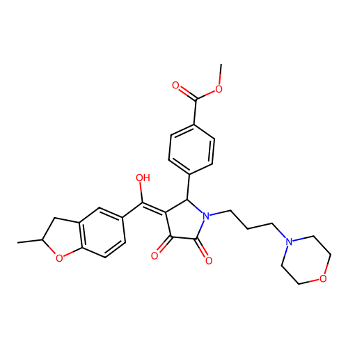 methyl 4-(4-hydroxy-3-(2-methyl-2,3-dihydrobenzofuran-5-carbonyl)-1-(3-morpholinopropyl)-5-oxo-2,5-dihydro-1H-pyrrol-2-yl)benzoate structure
