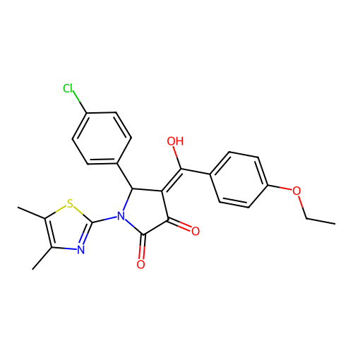 (4E)-5-(4-chlorophenyl)-1-(4,5-dimethyl-1,3-thiazol-2-yl)-4-[(4-ethoxyphenyl)(hydroxy)methylidene]pyrrolidine-2,3-dione structure