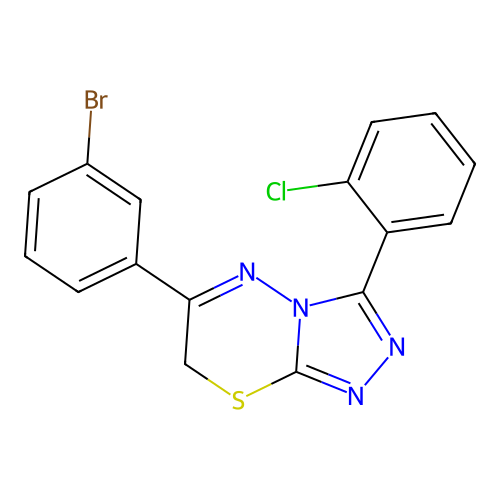 6-(3-bromophenyl)-3-(2-chlorophenyl)-7H-[1,2,4]triazolo[3,4-b][1,3,4]thiadiazine structure